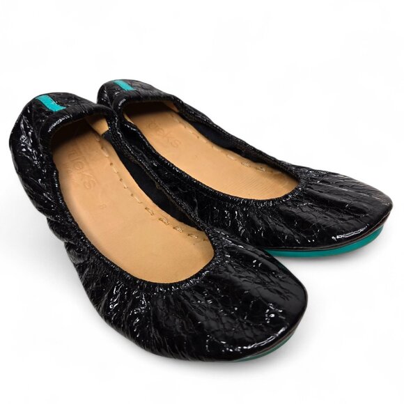 Tieks by Gravrieli Obsidian Italian Crinkle Patent Leather Ballet Flats Comfy 8 - Picture 1 of 8